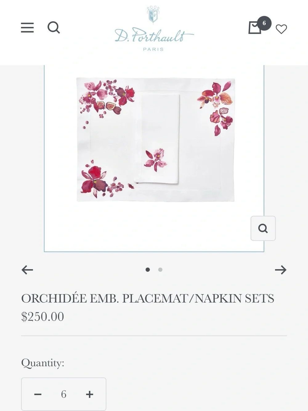 D. Porthault Paris placemat and Napkin set of SIX